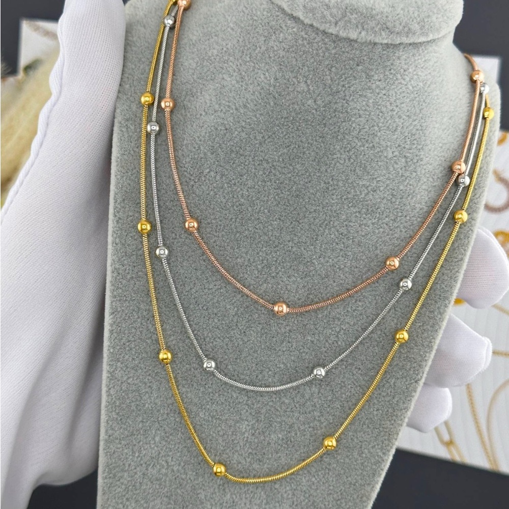 Tri-Color Beaded Necklace Set